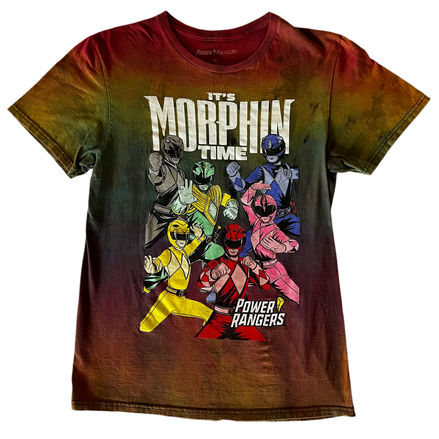 Power Rangers Upcycled Tie Dye T Shirt SIZE S