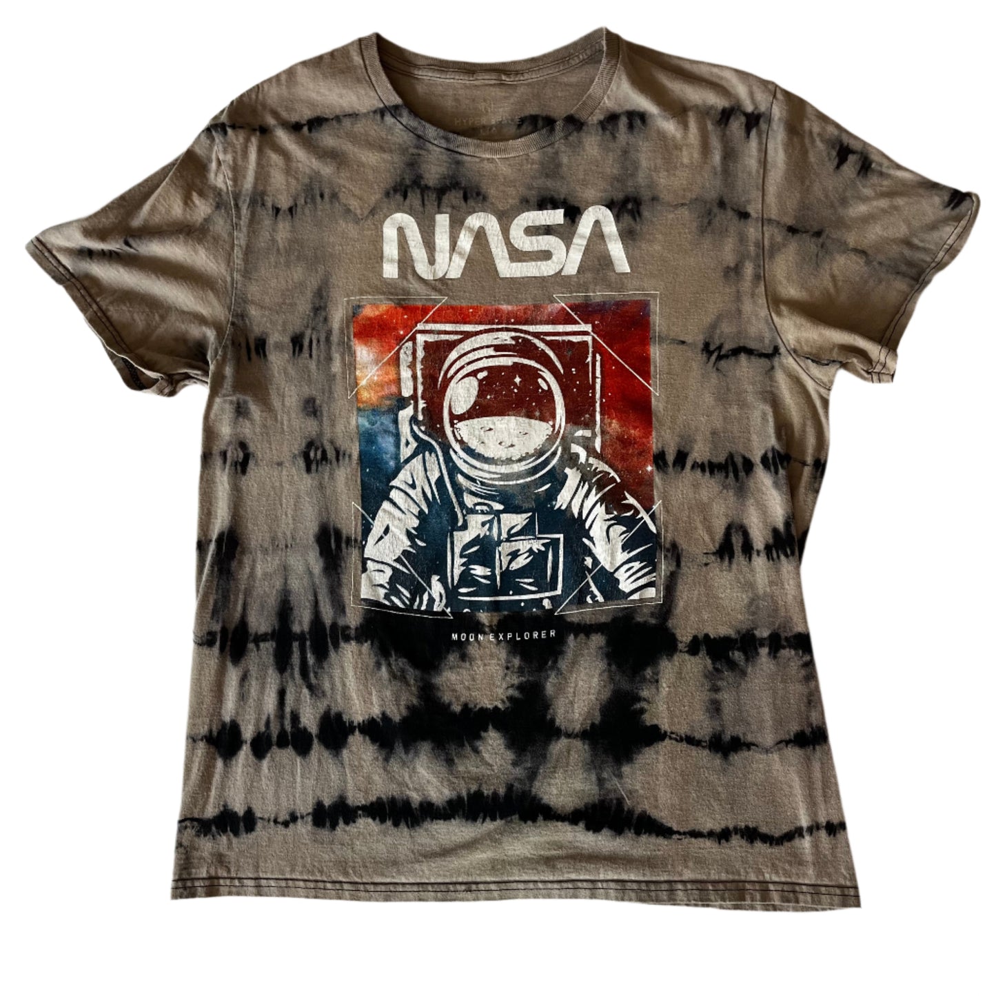 NASA Black and White Upcycled Tie Dye T Shirt SIZE L